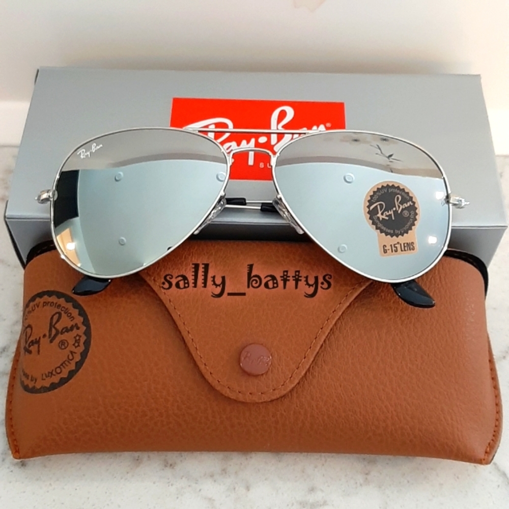 Ray-Ban (Store Display) Aviator Reflective Silver Lenses RB3025 Mirror - Picture 4 of 13